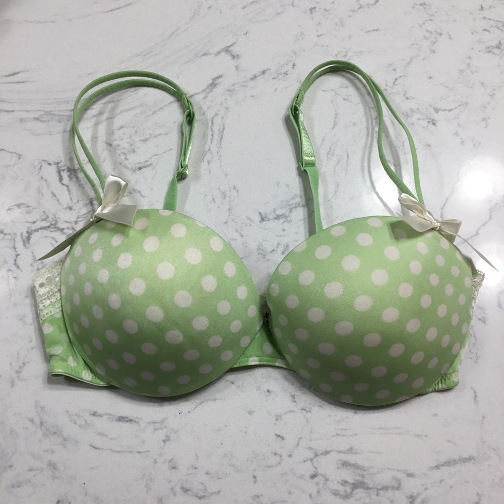 B. Tempt’d By Wacoal Polka Dotted Push Up Bra Lime Green 32C - Picture 4 of 16
